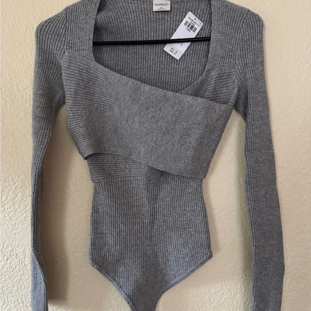 Abercrombie & Fitch Gray Ribbed Bodysuit
